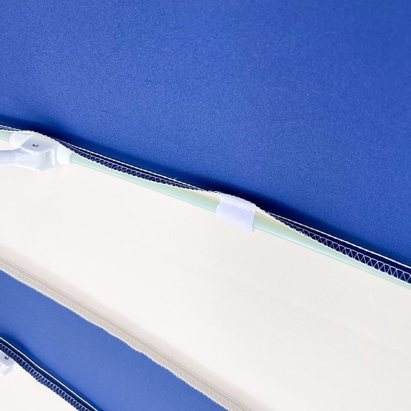 Paraguas pagoda de patchwork azul y blanco de 2,5 m