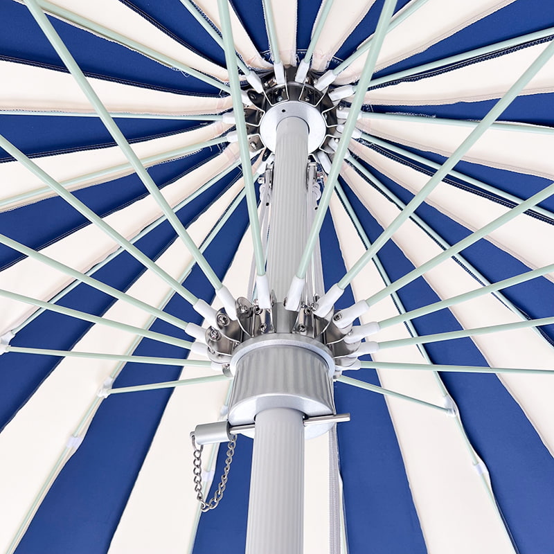 Paraguas pagoda de patchwork azul y blanco de 2,5 m
