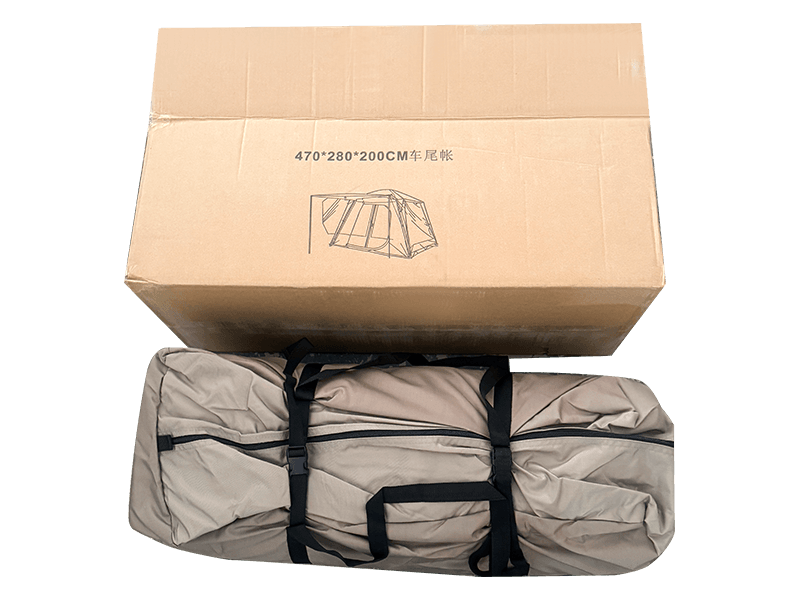 Tienda de campaña de doble capa para acampar al aire libre que se conecta a la parte trasera de un vehículo